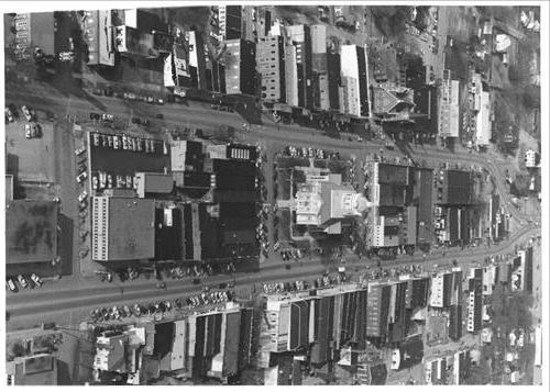 aerial shot of downtown Pulaski, Tennessee