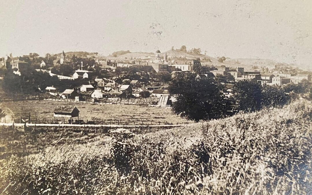 Antoinette Hall is visible in this rare old photograph of town